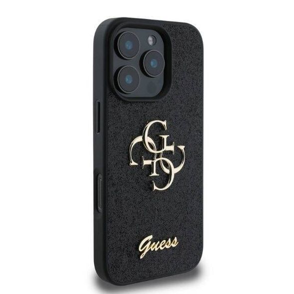 Original Case IPHONE 16 PRO MAX Guess Hardcase Fixed Glitter Big 4G (GUHCP16XHG4SGK) black 3666339328474