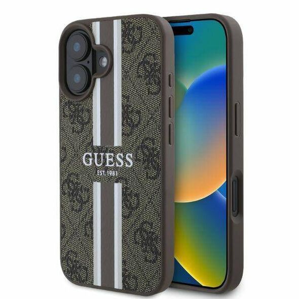 Original Case IPHONE 16 Guess Hardcase 4G Printed Stripes MagSafe (GUHMP16SP4RPSW) brown 3666339342128