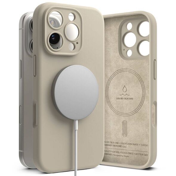 Case for IPHONE 16 PRO MAX Ringke Silicone Magnetic MagSafe Stone creamy 8809961789663