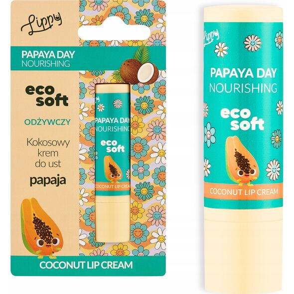 ECOSOFT_Lippy Day kokosowy krem do ust Papaya 4,8g