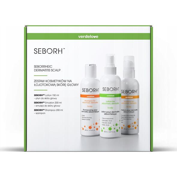 SEBORH_SET Zestaw na łojotokowe zapalenie skóry szampon 200ml + emulsja 200ml + płyn do skóry głowy 150ml