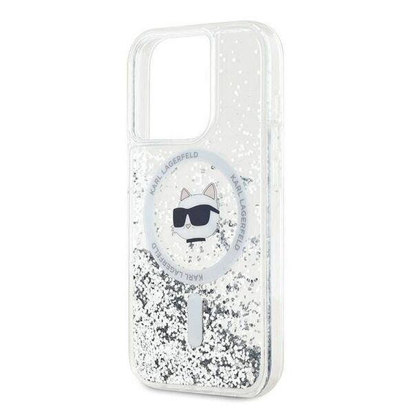 Original Case IPHONE 14 PRO Karl Lagerfeld Hardcase Liquid Glitter Choupette Head MagSafe (KLHMP14LLGCHSGH) transparent 3666339285708