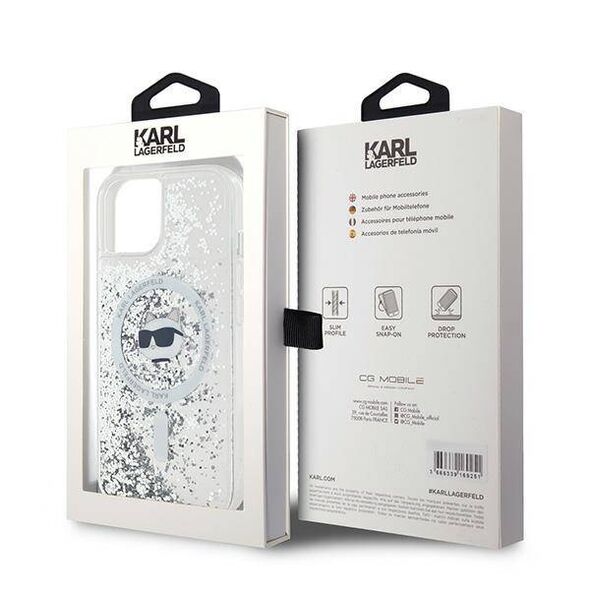 Original Case IPHONE 15 PLUS / 14 PLUS Karl Lagerfeld Hardcase Liquid Glitter Choupette Head MagSafe (KLHMP15MLGCHSGH) transparent 3666339285739