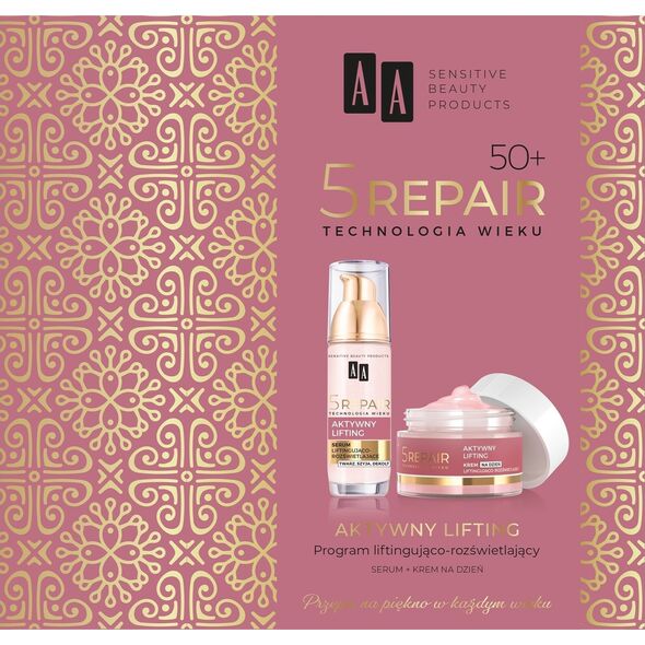 AA_SET 5 Repair Technologia Wieku krem na dzień 50+ 50ml + serum liftingująco-rozświetlające 35ml