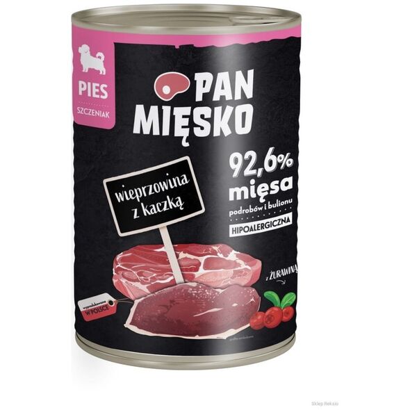 Pan Mięsko Karma mokra dla psa Wieprzowina z kaczką (szczeniak) 400g