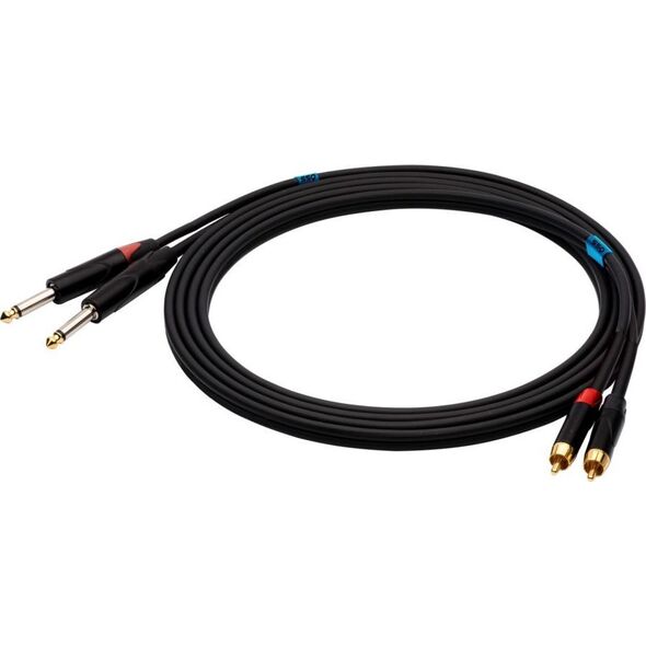 Kabel SSQ Jack 6.3 mm x2 - RCA (Cinch) x2 3m czarny (SS-1429)