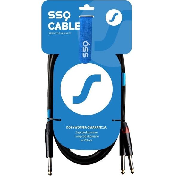 Kabel SSQ Jack 3.5mm - Jack 3.5mm x2 2m czarny (SS-1453)