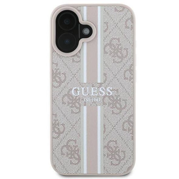 Original Case IPHONE 16 PLUS Guess Hardcase 4G Printed Stripes MagSafe (GUHMP16MP4RPSP) pink 3666339342173