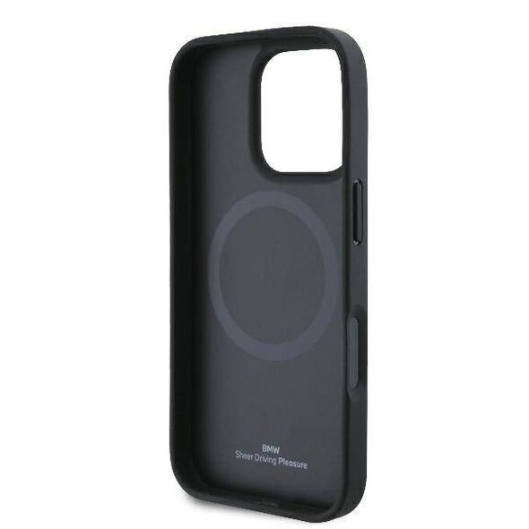 Original Case IPHONE 16 PRO BMW Hardcase Signature Leather Half Textured & Circle MagSafe (BMHMP16L23RTPK) black 3666339323424