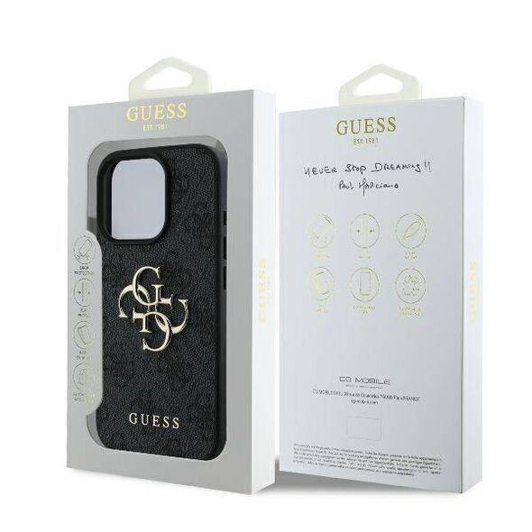 Original Case IPHONE 16 PRO MAX Guess Hardcase 4G Big Logo (GUHCP16X4GMGGR) black 3666339327552