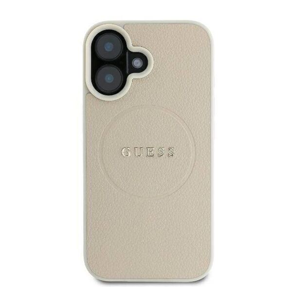 Original Case IPHONE 16 Guess Hardcase Grained Ring MagSafe (GUHMP16SPGHSMME) beige 3666339304256