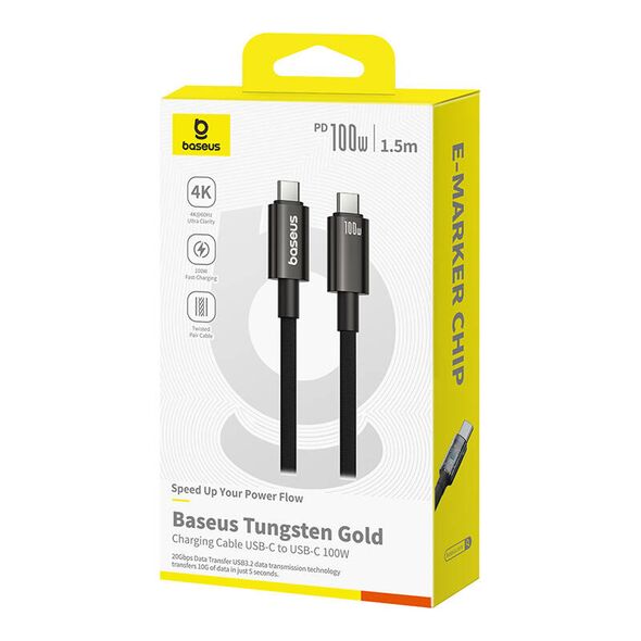 Baseus Baseus Cable USB Tungsten Gold USB-C to USB-C 100W 1,5m (black) 067843  P10319800111-00 έως και 12 άτοκες δόσεις 6932172657673