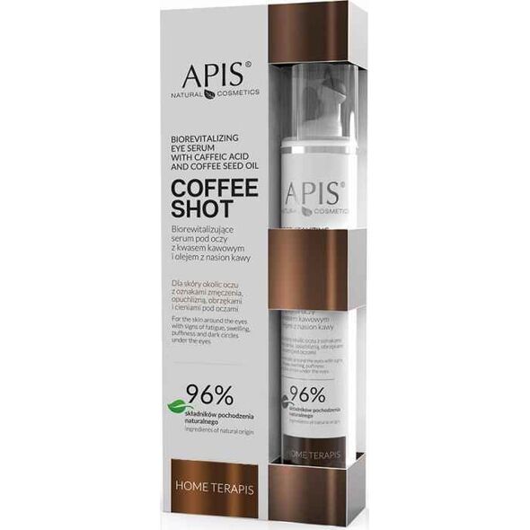 Activeshop Apis coffee shot home terapis, biorewitalizujące serum pod oczy z kwasem kawowym i olejem z nasion kawy 10 ml