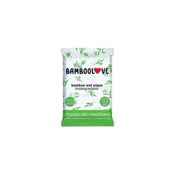 Bamboolove Chusteczki nawilżane w 100% z bambusa woda  99,3 % do torebki BambooLove