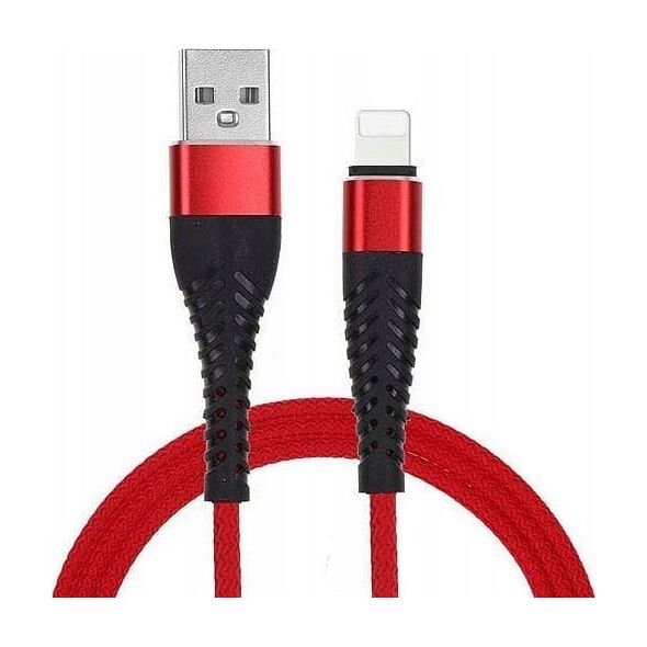 Kabel USB Vega REDX KABEL IPHONE  CZERWONY 2M FAST CHARGING FASTON QUICK CHARGE WZMACNIANY>