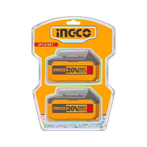 SUPER Προσφορά *** INGCO Μπαταρίες 20V 5.0Ah Li-Ion 2 τεμ. COSLI240464E Έως 12 άτοκες δόσεις