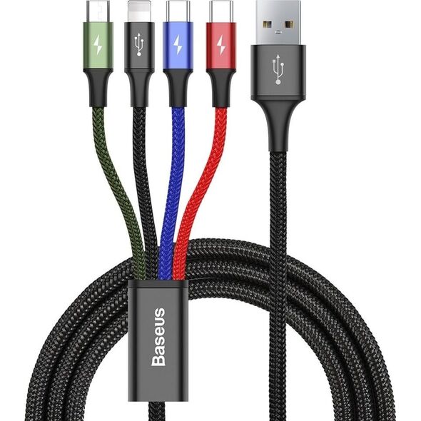 Baseus USB-A - 2x USB-C + Lightning + καλώδιο USB microUSB 1,2 m Μαύρο (CA1T4-B01) 6220041