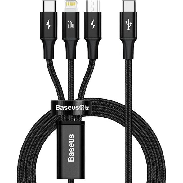 Baseus USB-C - USB-C + microUSB + καλώδιο Lightning 1,5 m Μαύρο (CAMLT-SC01) 8434323