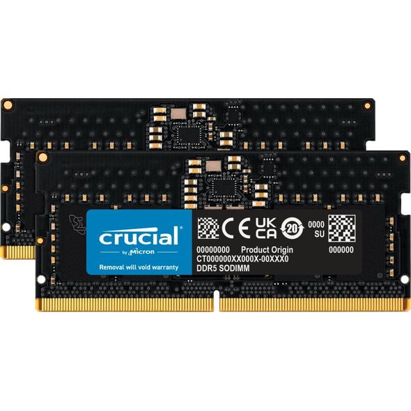 Μνήμη φορητού υπολογιστή Crucial SODIMM, DDR5, 32 GB, 4800 MHz, CL40 (CT2K16G48C40S5) 11100064