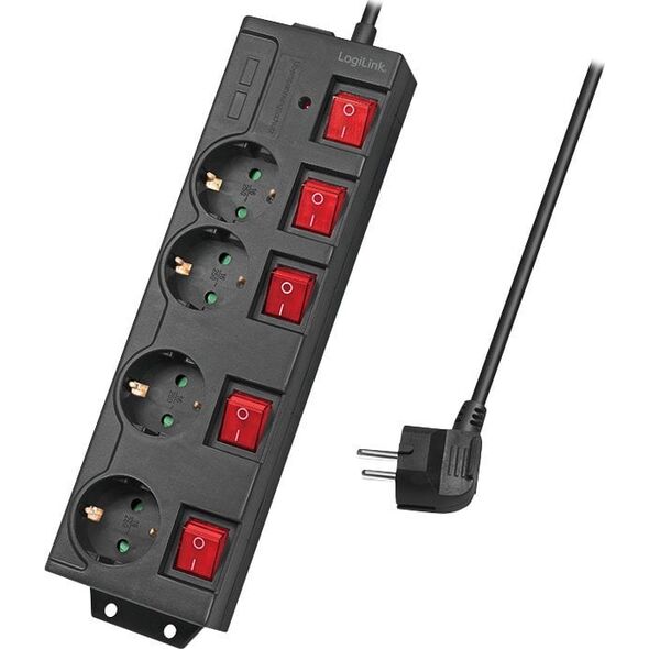 Power strip LogiLink LogiLink 4 sockets 1.5m black