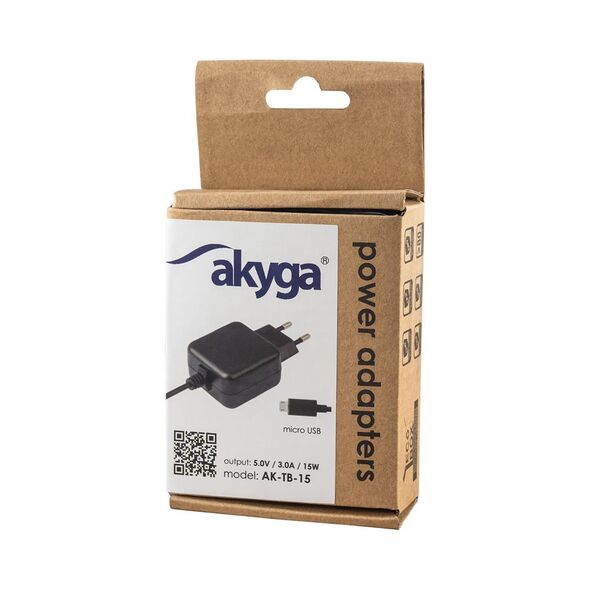 Akyga universal adapter AK-TB-15 5.0V / 3.0A 15W micro USB B 1.0m 5901720135834