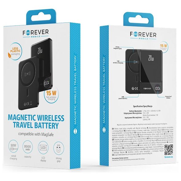 Forever wireless power bank MATB-200 20W PD 5000 mAh magnetic black 5907457744226