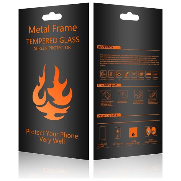 Tempered glass metal frame for iPhone 16 Pro Max 6,9&quot; black frame 5900495756589