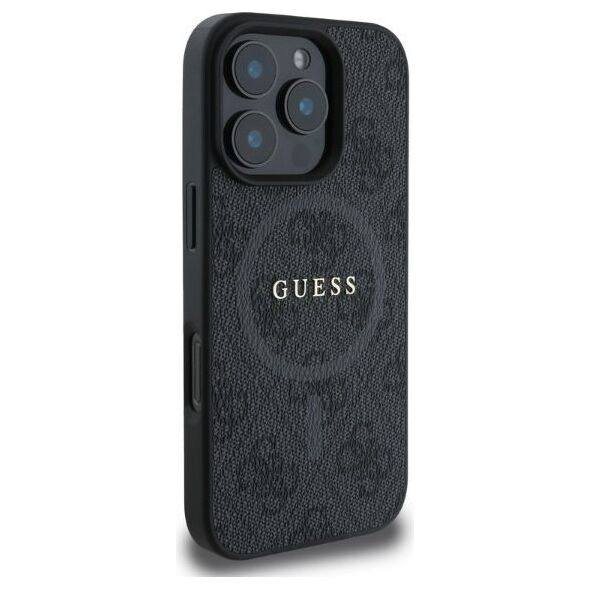 Guess case for iPhone 16 Pro 6,3&quot; GUHMP16LG4GFRK black hardcase 4G Ring Classic Logo MagSafe 3666339327224