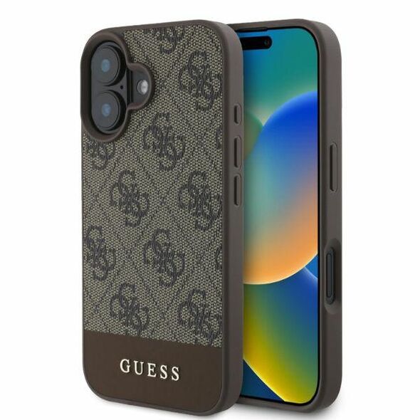 Guess case for iPhone 16 6,1&quot; GUHCP16SG4GLBR brown hardcase 4G Bottom Stripe 3666339344924