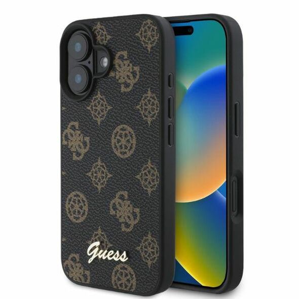 Guess case for iPhone 16 6,1&quot; GUHMP16SPGPYSK black hardcase Peony Script MagSafe 3666339342326