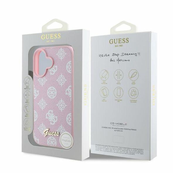 Guess case for iPhone 16 6,1&quot; GUHMP16SPGPYSP pink hardcase Peony Script MagSafe 3666339345525