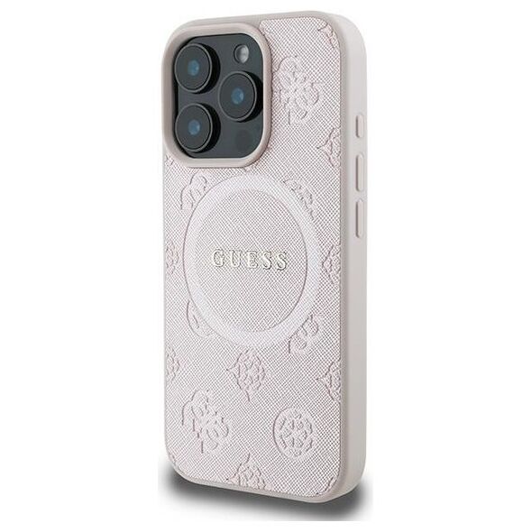 Guess case for iPhone 16 Pro 6,3&quot; GUHMP16LPSAPSMEP pink hardcase Saffiano Peony Classic Logo MagSafe 3666339328115