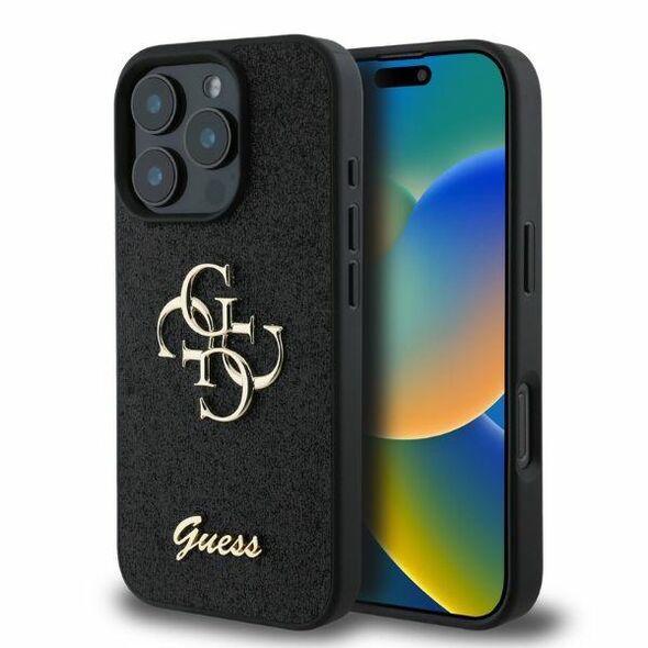 Guess case for iPhone 16 Pro Max 6,9&quot; GUHCP16XHG4SGK black hardcase Fixed Glitter Big 4G 3666339328474