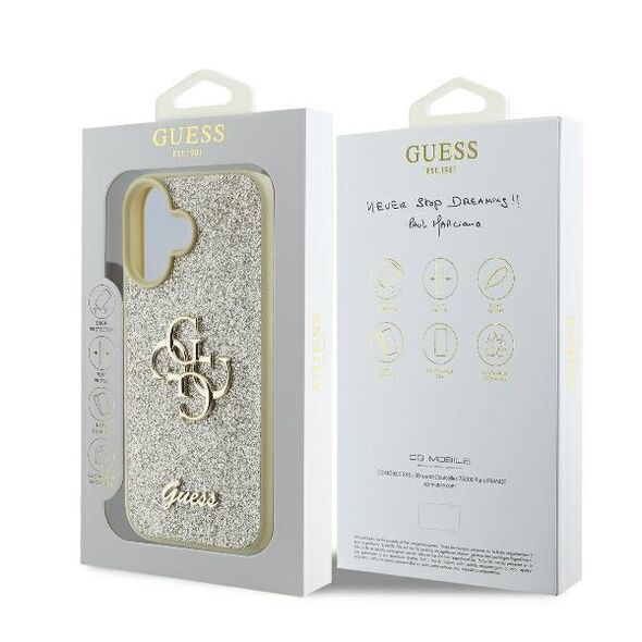 Guess case for iPhone 16 Plus 6,7&quot; GUHCP16MHG4SGD gold hardcase Fixed Glitter Big 4G 3666339328573