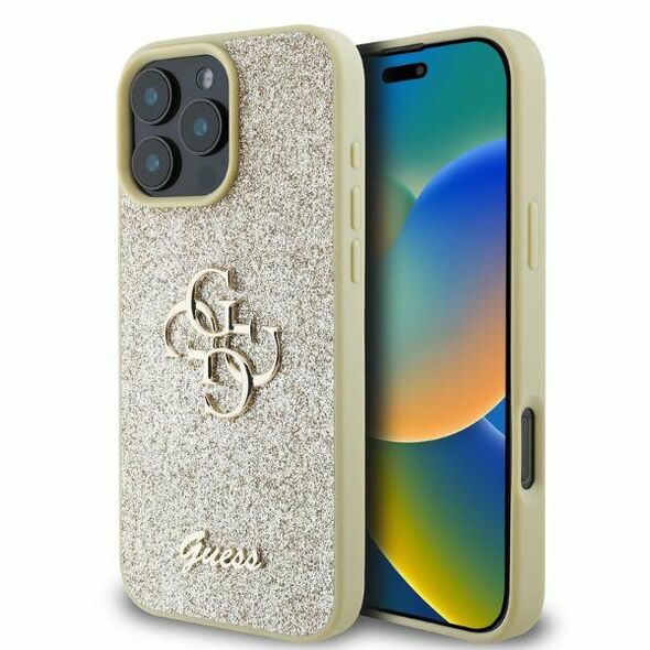 Guess case for iPhone 16 Pro Max 6,9&quot; GUHCP16XHG4SGD gold hardcase Fixed Glitter Big 4G 3666339328597