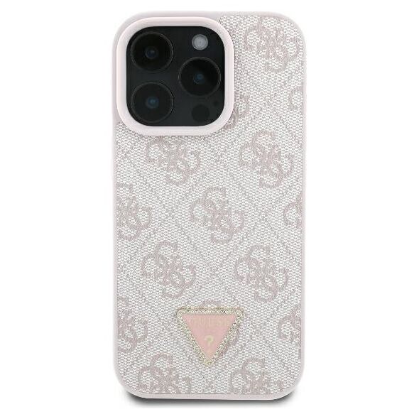 Guess case for iPhone 16 Pro Max 6,9&quot; GUHCP16XP4TDPP Leather 4G Triangle Strass pink MagSafe 3666339327514