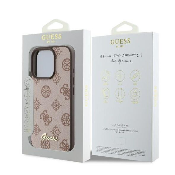 Guess case for iPhone 16 Pro Max 6,9&quot; GUHMP16XPGPYSW Peony Script Logo brown MagSafe 3666339342395