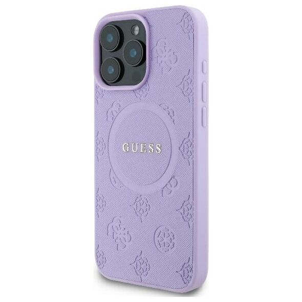 Guess case for iPhone 16 Pro Max 6,9&quot; GUHMP16XPSAPSMEU  Saffiano Peony Classic Logo purple MagSafe 3666339328276