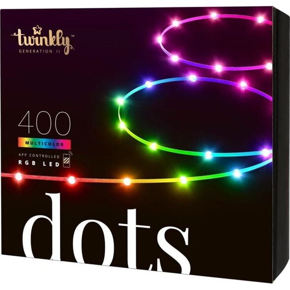 Taśma LED Twinkly Inteligentny miniaturowy łańuch Dots 400 LED RGB 20 m, czarne