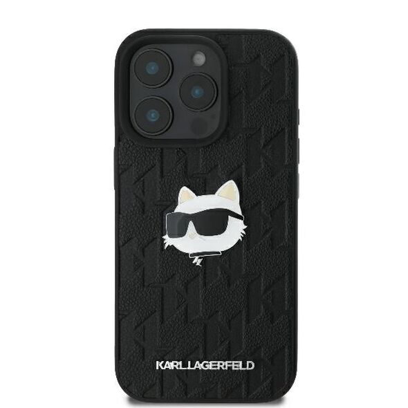 Karl Lagerfeld case for iPhone 16 Pro 6,3&quot; KLHCP16LPGKLCHPK black Hard Monogram Choupette Head Pin 3666339329747