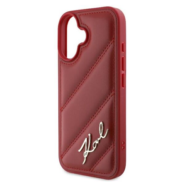 Karl Lagerfeld case for iPhone 16 6,1&quot; KLHCP16SPQDSMGR red Hard Diagonal Quilted Script 3666339317768