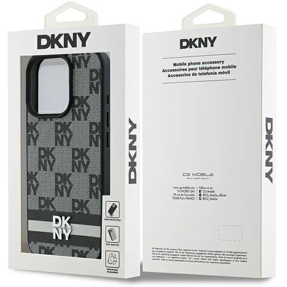 Original Case IPHONE 16 PRO MAX DKNY Hardcase Checkered Pattern & Printed Stripes (DKHCP16XPCPTSSK) black 3666339334130