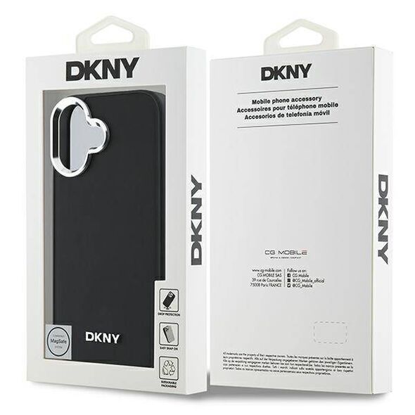 Original Case IPHONE 16 DKNY Hardcase Plain Silver Logo MagSafe (DKHMP16SPSCMCLK) black 3666339333225