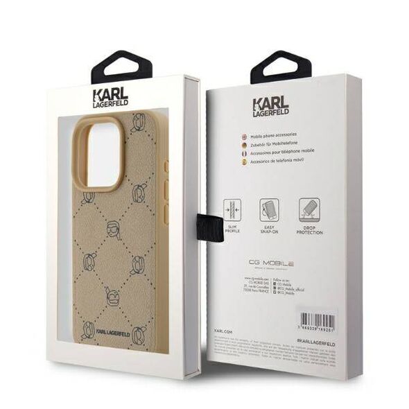 Original Case IPHONE 15 PRO MAX Karl Lagerfeld Karl Head MagSafe (KLHMP15XPGKHPHE) beige 3666339252816