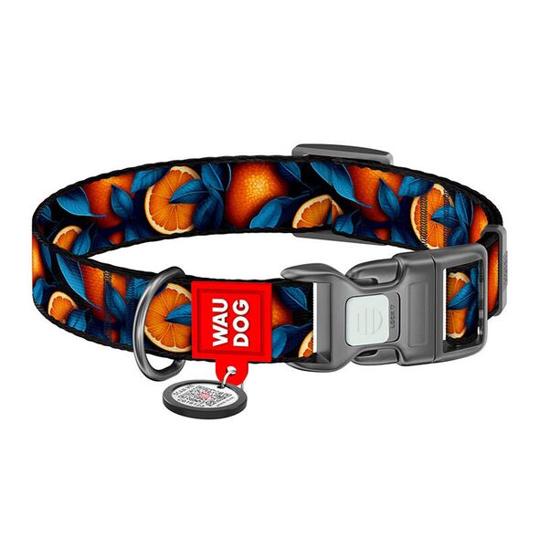 Waudog Nylon dog collar with QR code Waudog "Oranges" size M 071067  281-4054 έως και 12 άτοκες δόσεις 4823089375700