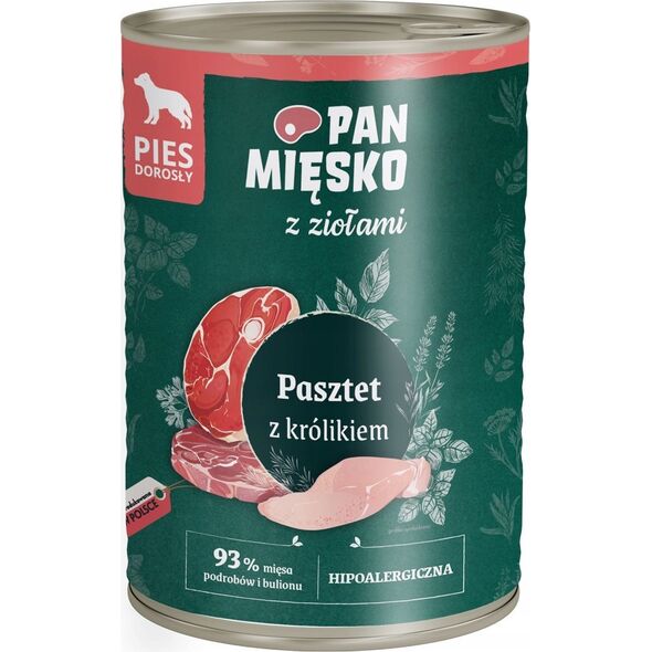 Pan Mięsko Pan Mięsko Pasztet z królikiem z ziołami Adult 400g