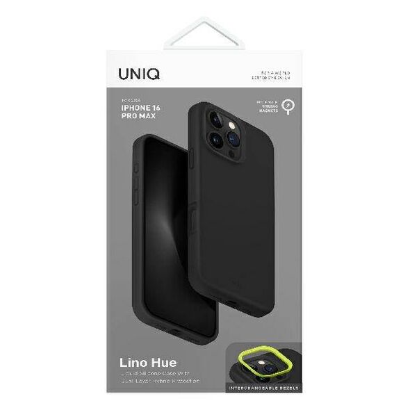 Case IPHONE 16 PRO MAX UNIQ Lino Hue Magclick Charging Charcoal gray 8886463689950