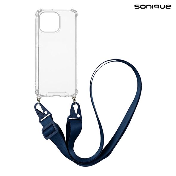 Θήκη Σιλικόνης με Strap Sonique Armor Clear Apple iPhone 14 Pro Max Μπλε Σκούρο 5201101882365