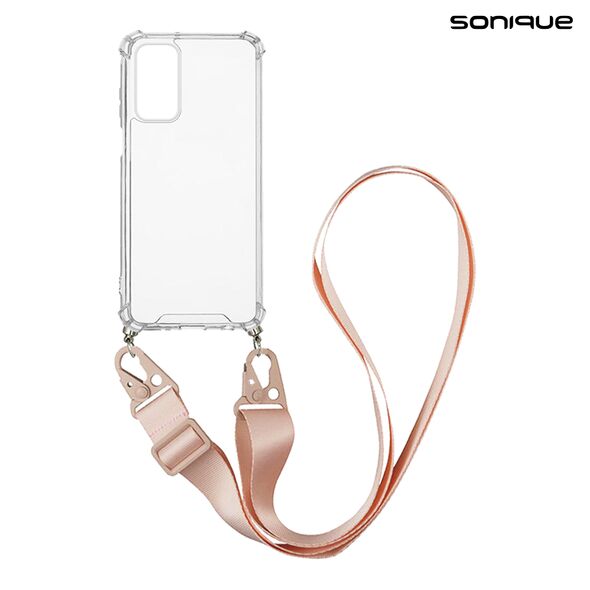 Θήκη Σιλικόνης με Strap Sonique Armor Clear Samsung Galaxy A15 4G / Galaxy A15 5G Ροζ 5201101992095