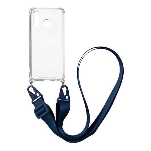 Θήκη Σιλικόνης με Strap Sonique Armor Clear Huawei P30 Lite Μπλε Σκούρο 5201101818562